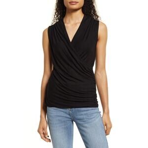 Cross Drape Sleeveless Top Loveappella Size medium (b31.1)